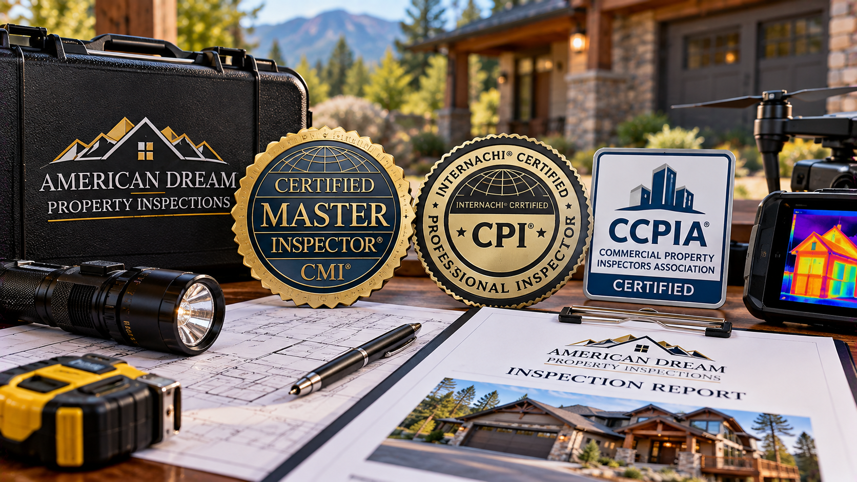 American Dream inspection equipment with professional certification badges
